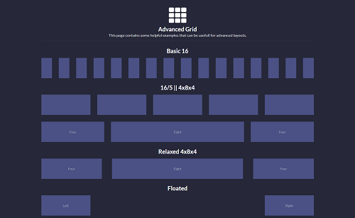 data grid semantic ui UI  Semantic React examples Layout